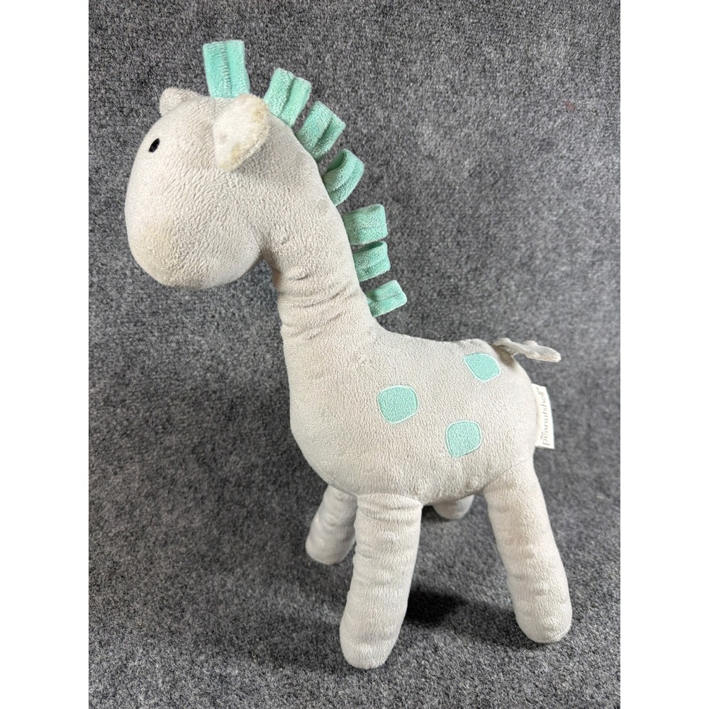 The Peanutshell Giraffe Plush Stuffed Animal Grey Mint Green Spots 12.5 Inch